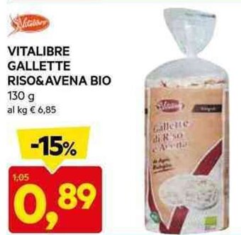 DPiù VITALIBRE GALLETTE RISO&AVENA BIO 130 g offerta