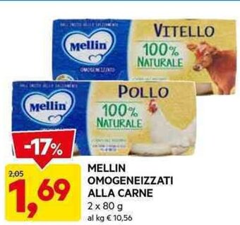 DPiù MELLIN OMOGENEIZZATI ALLA CARNE 2 x 80 g offerta