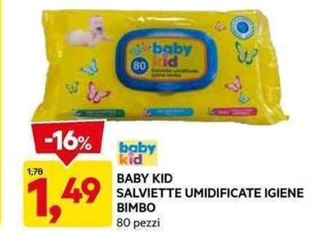 DPiù BABY KID SALVIETTE UMIDIFICATE IGIENE BIMBO 80 pezzi offerta