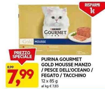 PURINA GOURMET GOLD MOUSSE MANZO / PESCE DELL'OCEANO / FEGATO / TACCHINO 12 x 85 g
