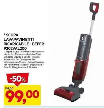 DPiù * SCOPA LAVAPAVIMENTI RICARICABILE - BEPER P202VAL200 offerta
