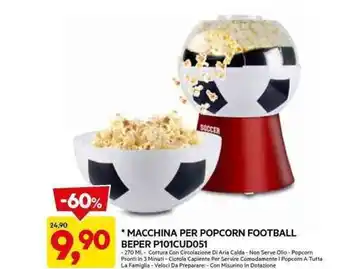 DPiù *MACCHINA PER POPCORN FOOTBALL BEPER P101CUD051 offerta
