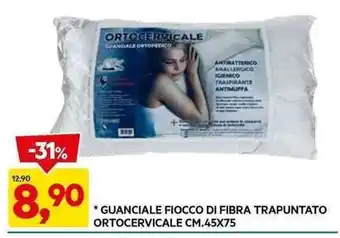 DPiù * GUANCIALE FIOCCO DI FIBRA TRAPUNTATO ORTOCERVICALE CM.45X75 offerta