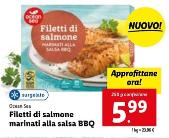 Lidl Ocean Sea Filetti di salmone marinati alla salsa BBQ 250 g offerta