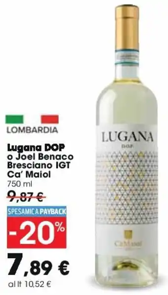 Carrefour Lugana DOP o Joel Benaco Bresciano IGT Ca' Maiol 750 ml offerta