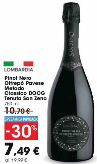 Carrefour Pinot Nero Oltrepò Pavese Metodo Classico DOCG Tenuta San Zeno 750 ml offerta