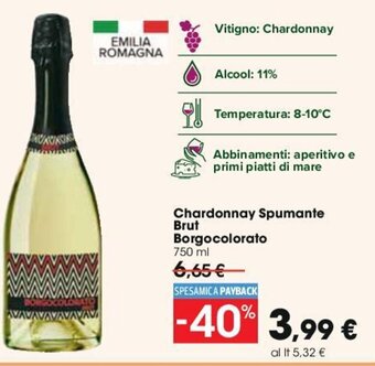 Carrefour Chardonnay Spumante Brut Borgocolorato 750 ml offerta