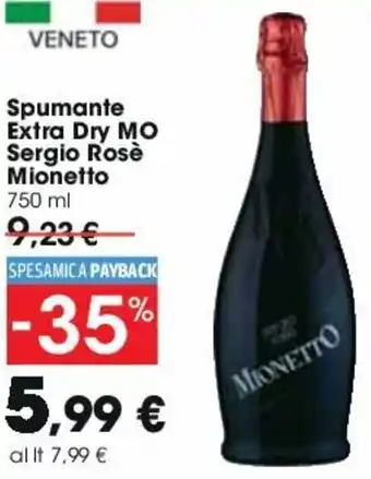 Carrefour Spumante Extra Dry MO Sergio Rose Mionetto 750 ml offerta