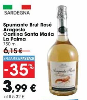 Carrefour Spumante Brut Rosé Aragosta Cantina Santa Maria La Palma 750 ml offerta