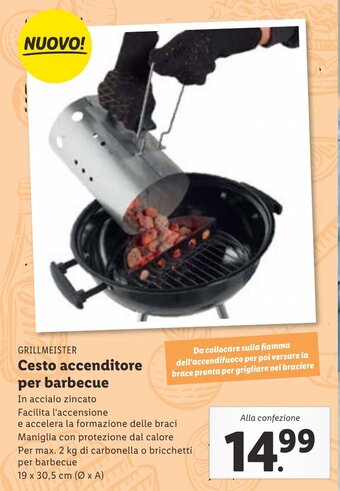 Lidl GRILLMEISTER Cesto accenditore per barbecue offerta