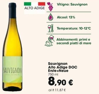 Carrefour Sauvignon Alto Adige DOC Erste +Neue 750 ml offerta