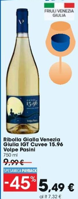 Carrefour Ribolla Gialla Venezia Giulia IGT Cuvee 15.96 Volpe Pasini 750 ml offerta