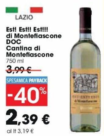 Carrefour Est! Est!! Est!!! di Montefiascone DOC Cantina di Montefiascone 750 ml offerta