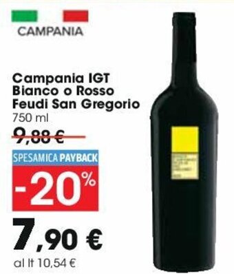 Carrefour Campania IGT Bianco o Rosso Feudi San Gregorio 750 ml offerta