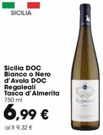 Carrefour Sicilia DOC Bianco o Nero d'Avola DOC Regaleali Tasca d'Almerita 750 ml offerta