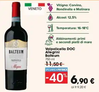 Carrefour Valpolicella DOC Allegrini Balte um 750 ml offerta