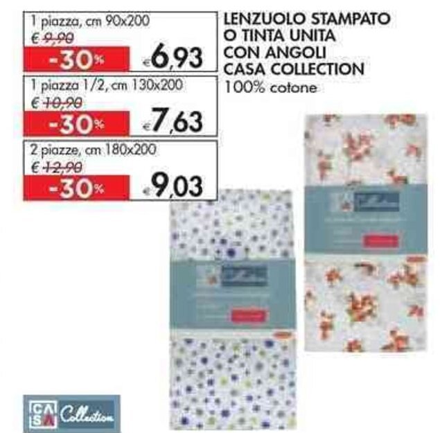 Bennet LENZUOLO STAMPATO O TINTA UNITA CON ANGOLI CASA COLLECTION 1 piazza, cm 90x200 offerta