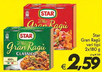 Iper Super Conveniente Star Gran Ragù vari tipi 2x180 g offerta