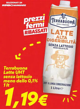 Iper Super Conveniente Terrabuona Latte UHT senza lattosio meno dello 0,1% 1 lt offerta