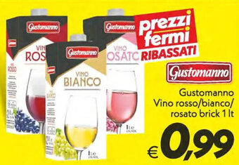 Iper Super Conveniente Gustomanno Vino rosso/bianco/ rosato brick 1 lt offerta