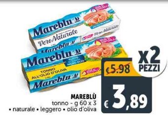 Deco Supermercati MAREBLU tonno - g 60 x 3 offerta