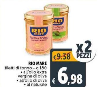 Deco Supermercati RIO MARE filetti di tonno - g 180 offerta