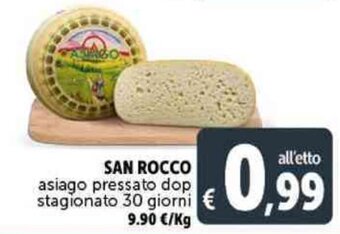 Deco Supermercati SAN ROCCO asiago pressato dop stagionato 30 giorni offerta