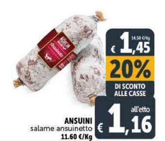 Deco Supermercati ANSUINI salame ansuinetto offerta