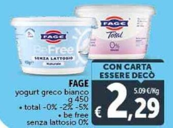 Deco Supermercati FAGE yogurt greco bianco g 450 offerta