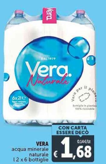 Deco Supermercati VERA acqua minerale naturale l 2 x 6 bottiglie offerta