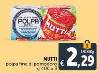 Deco Supermercati MUTTI polpa fine di pomodoro g 400 x 3 offerta