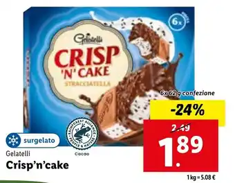 Lidl Gelatelli Crisp'n'cake 6x 62 g offerta