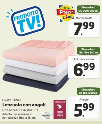 Lidl LIVARNO home Lenzuolo con angoli Matrimoniale offerta