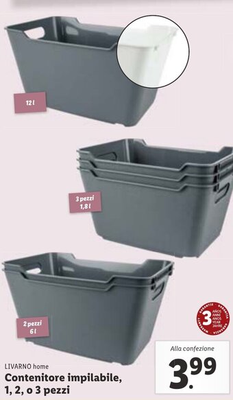 Lidl LIVARNO home Contenitore impilabile, 1, 2, o 3 pezzi offerta