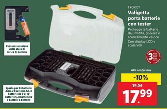 Lidl TRONIC® Valigetta porta batterie con tester offerta