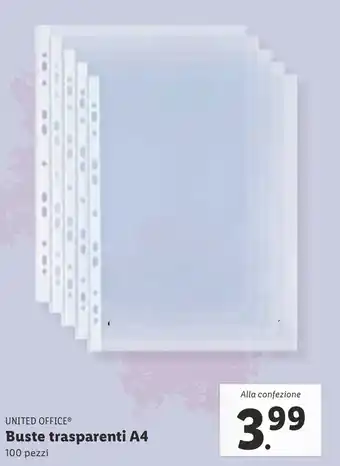 Lidl UNITED OFFICEⓇ Buste trasparenti A4 offerta