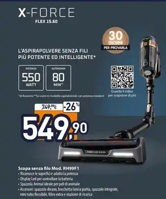 Unieuro Rowenta Scopa senza filo Mod. RH99F1 offerta
