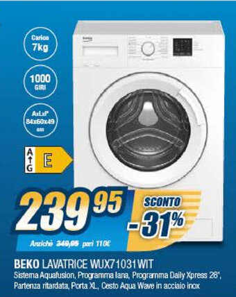 Sinergy Beko Lavatrice WUX71031WIT offerta