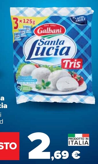 Mozzarella Santa Lucia conf 3 pezzi da 125 g cad 375 g