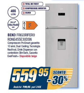 Sinergy Beko Frigorifero RDNE455E30DSN offerta