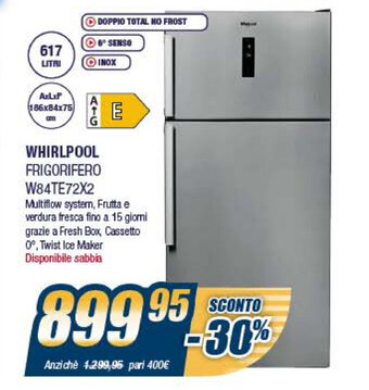 Sinergy Whirlpool Frigorifero W84TE72X2 offerta