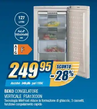 Sinergy Beko Congelatore Verticale FSA13030N offerta