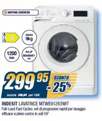 Sinergy Indesit Lavatrice MTWE91283WIT offerta