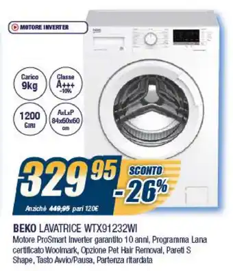 Sinergy Beko Lavatrice WTX9123WI offerta