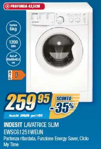 Sinergy Indesit Lavatrice Slim EWSC61251WEUN offerta