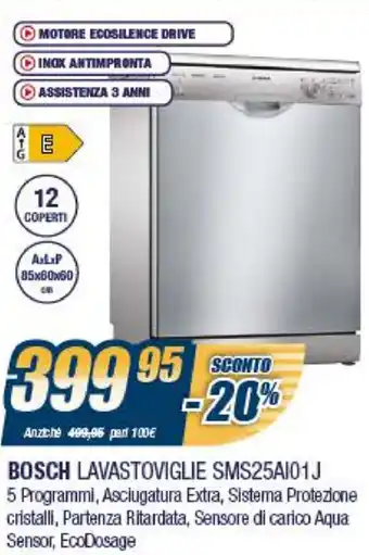 Sinergy Bosch Lavastoviglie SMS25AI01J offerta