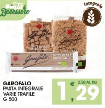 SeBón Supermercati GAROFALO PASTA INTEGRALE VARIE TRAFILE G 500 offerta