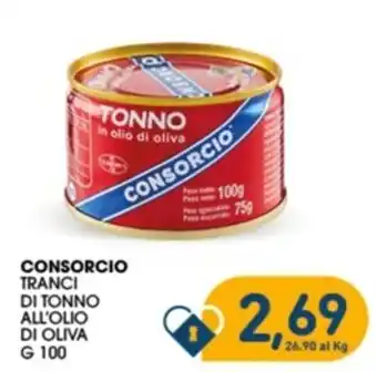 SeBón Supermercati CONSORCIO TRANCI DI TONNO ALL'OLIO DI OLIVA G 100 offerta