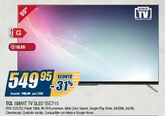 Sinergy TCL Smart TV QLED 55C715 offerta