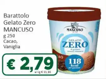 Paghi Poco Barattolo Gelato Zero MANCUSO g 250 Cacao, Vaniglia offerta